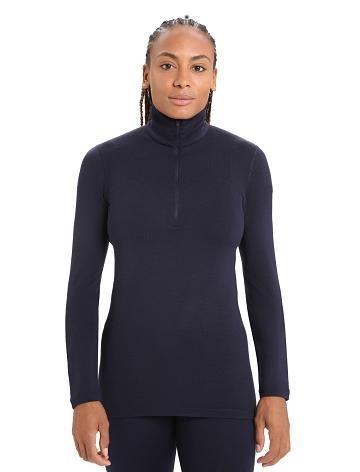 Midnight Navy Icebreaker Merino 260 Tech Long Sleeve Half Zip Thermal Top Women's Base Layers | AU 1914DFMN